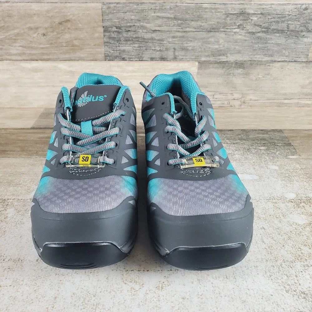Nautilus N2485 Womens Work Shoes Sz 6.5 B Teal Gray Carbon Fiber Safety Toe